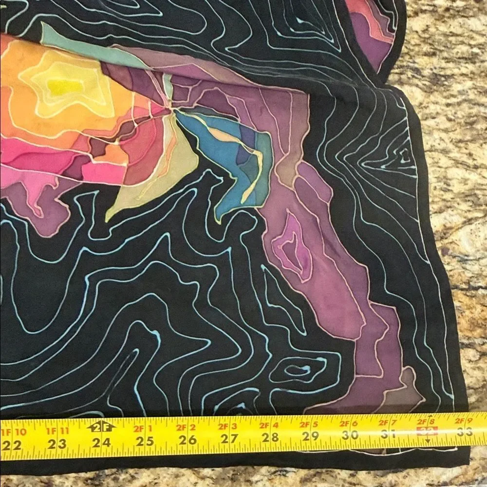 Frida Herbold Heusens Abstract Art Print Scarf Hand Rolled 33 x 34 Square